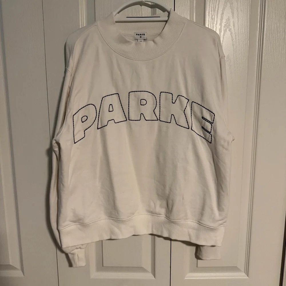 Parke x target Cream Crewneck Sweatshirt with Outline Logo - Women